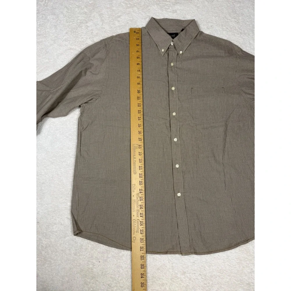 Roundtree &‎ Yorke Casuals Shirt Mens XL Brown Pinstripe Cotton Good Button Down